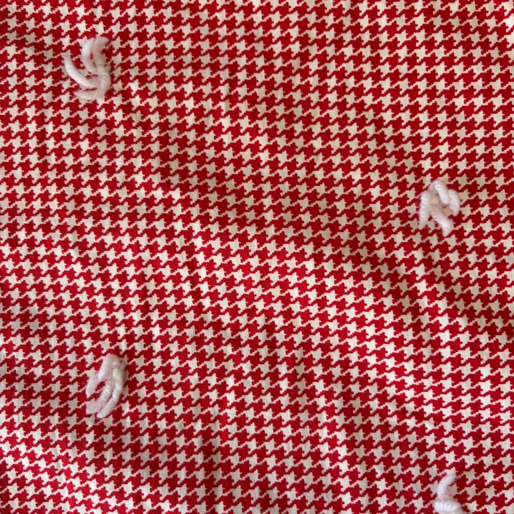 Vintage Red Patchwork Tied Quilt Comforter Strawberry Bandana Gingham 86x78 READ